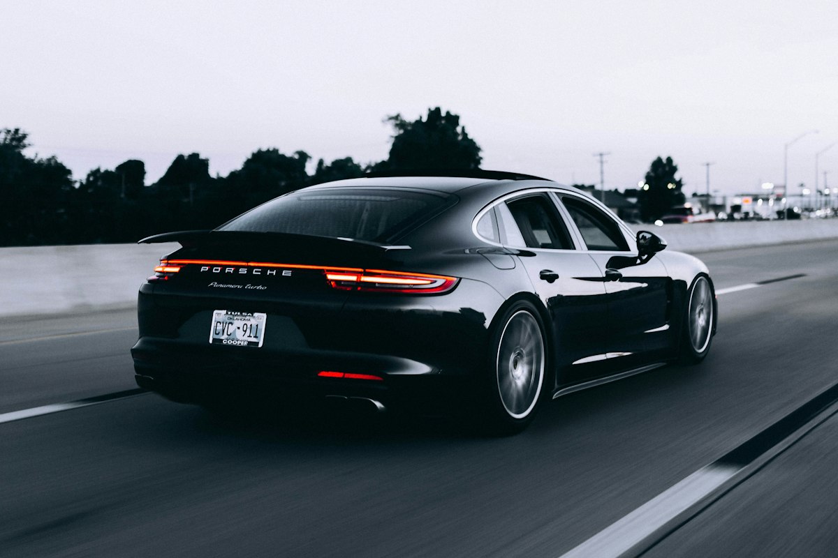 Supercar on overdrive at sunset
